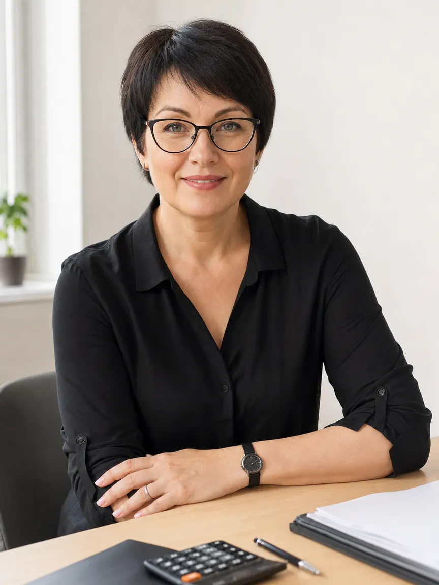 Ирина Лаптева, бухгалтер, за рабочим столом